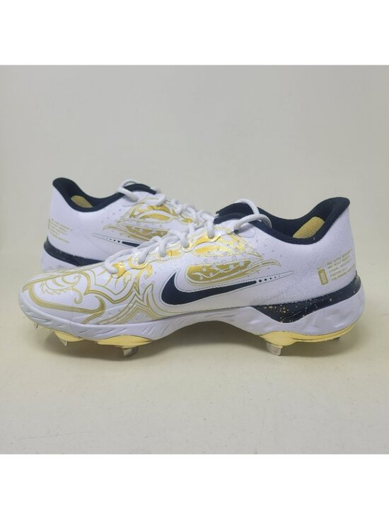 Nike Alpha Huarache Elite 3 Premium Low Men\'s Size 11.5 White Metallic Gold